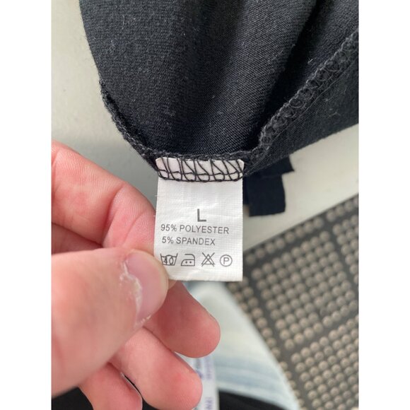 Scoop Neck Fringe Hem Tank Dress Size Large Sleeveless Solid Black Swim Cover Up - Picture 3 of 5